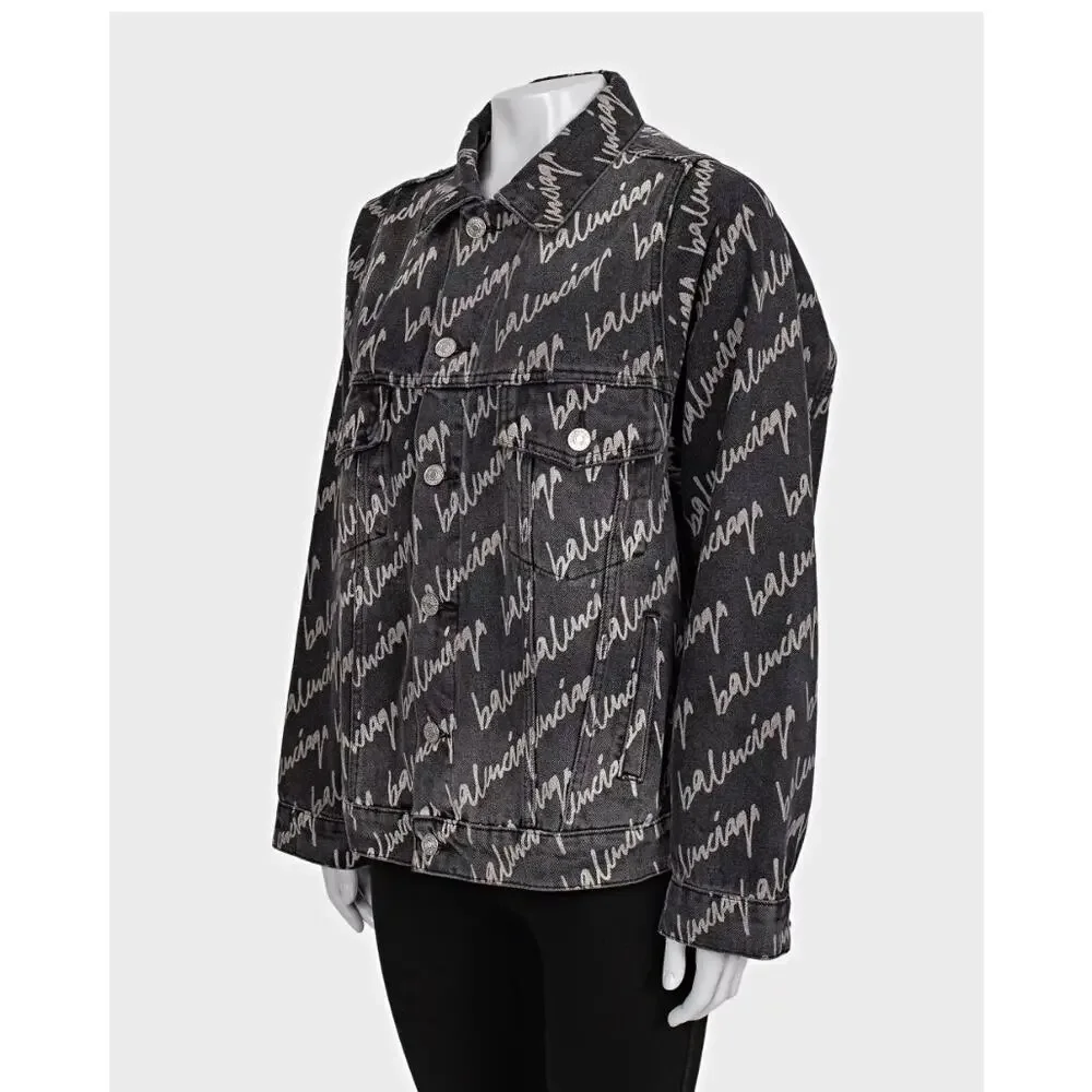 NWOT Balenciaga Black Oversized Denim Jacket IT38/XXS - Picture 2 of 7